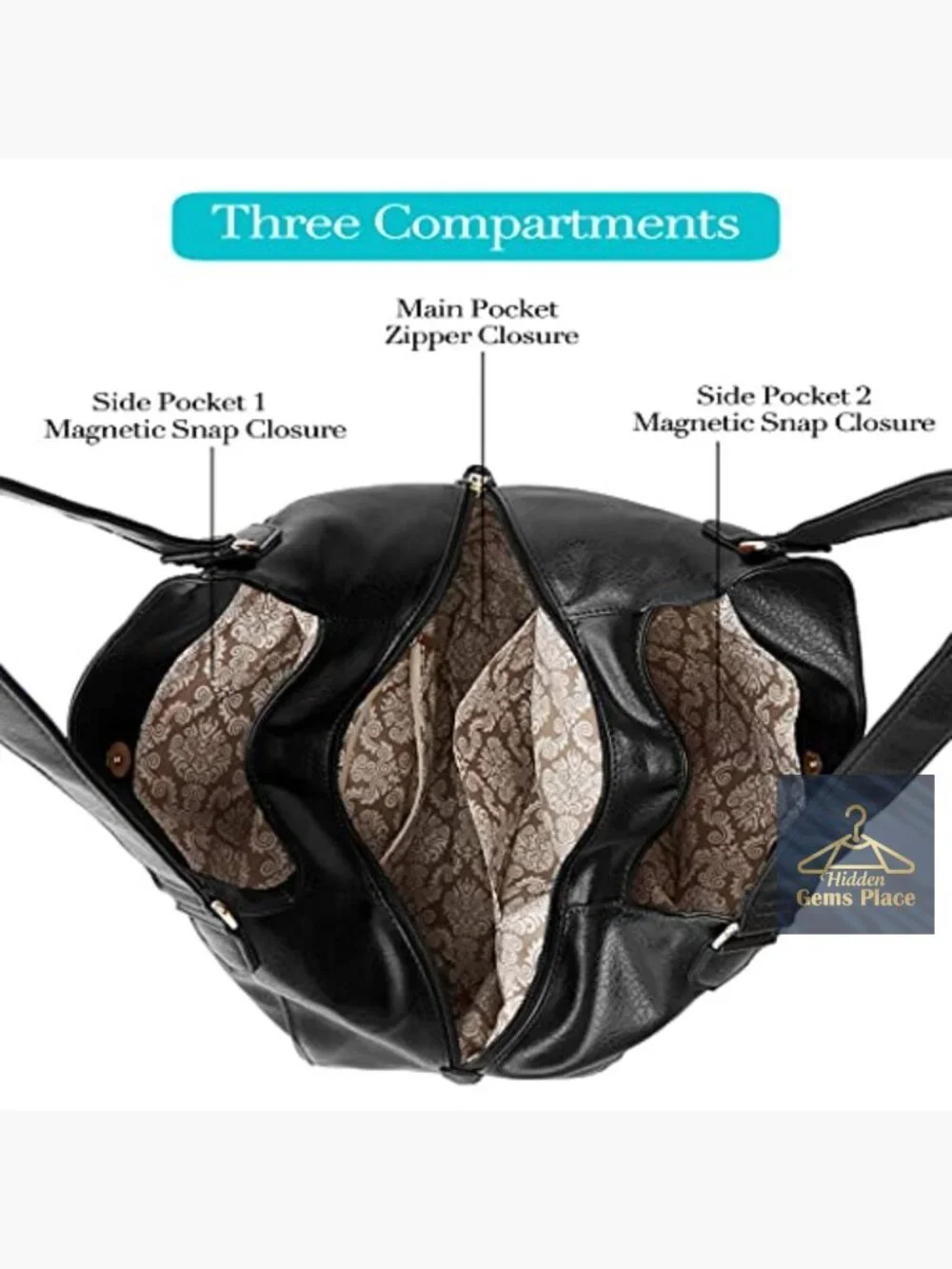 Large Capacity Hobo Bag with 3 Compartments